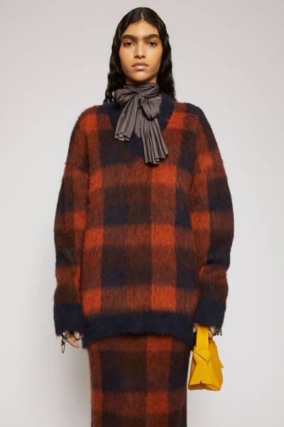 Acne Studios Checked alpaca-blend sweater navy/orange outlook