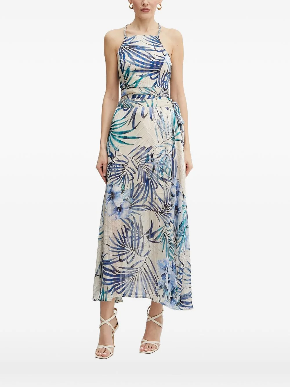 floral-print sleeveless top - 1