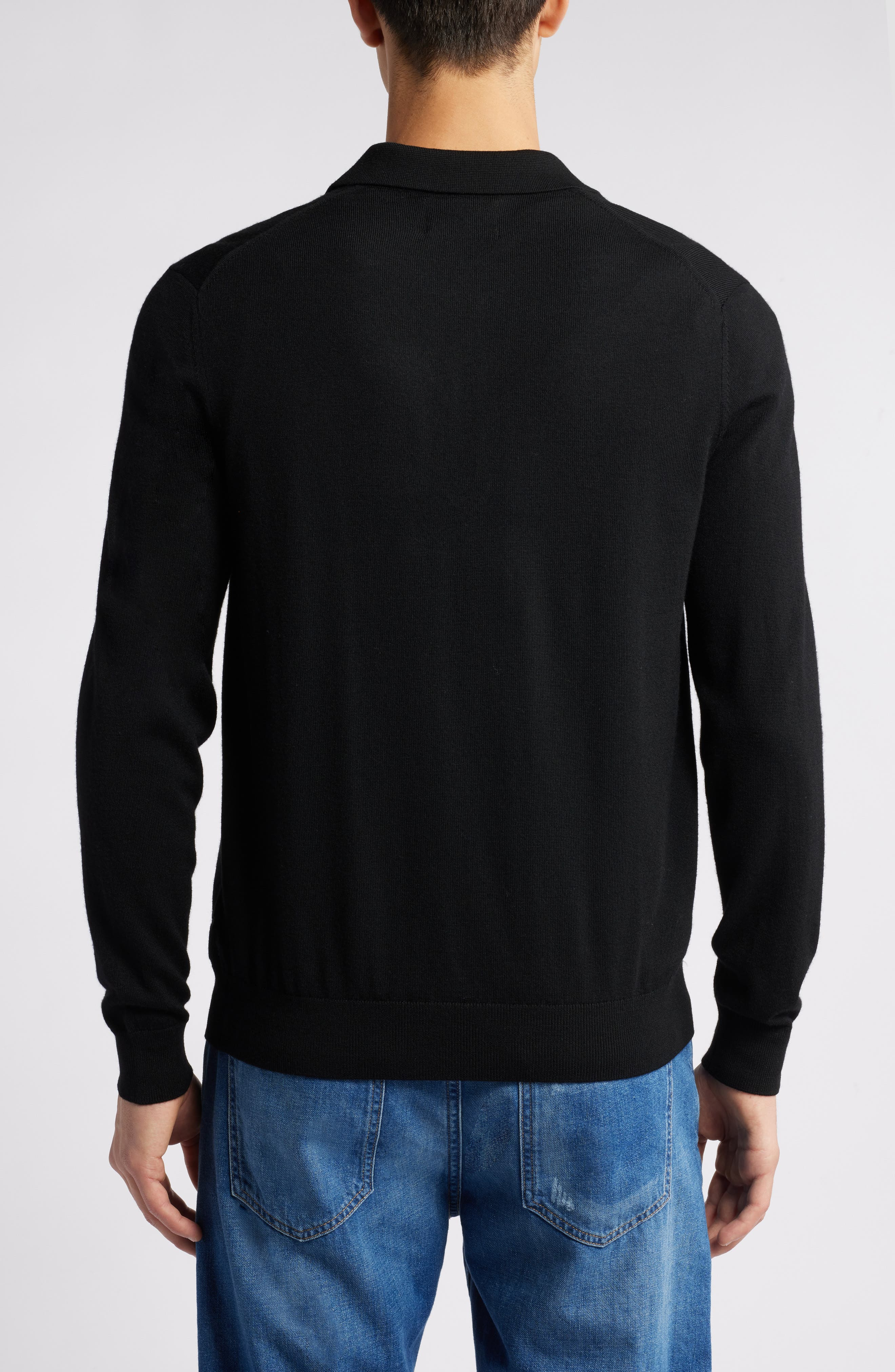 NN07 Quarter Zip Wool Polo Sweater in Black at Nordstrom - 2