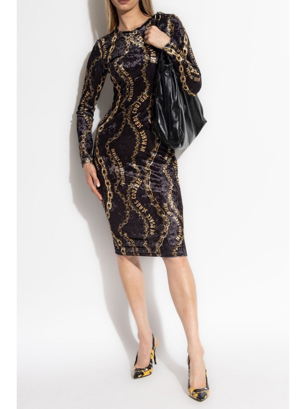 Chain Couture-print midi dress - 2