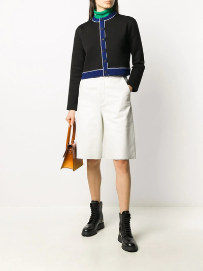 Marni virgin wool button-down crop cardigan with bold stripe outlook