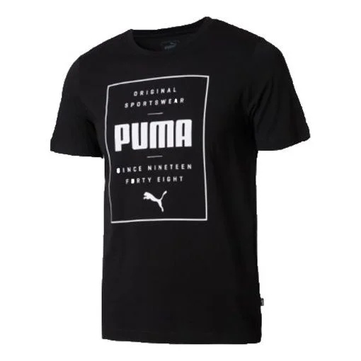 PUMA Casual Sports Alphabet Printing Round Neck Breathable Short Sleeve Black 844612-01 - 1