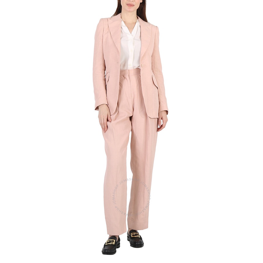Stella Mccartney Rose Fluid Linen Pleat Front Straight Leg Trousers - 4