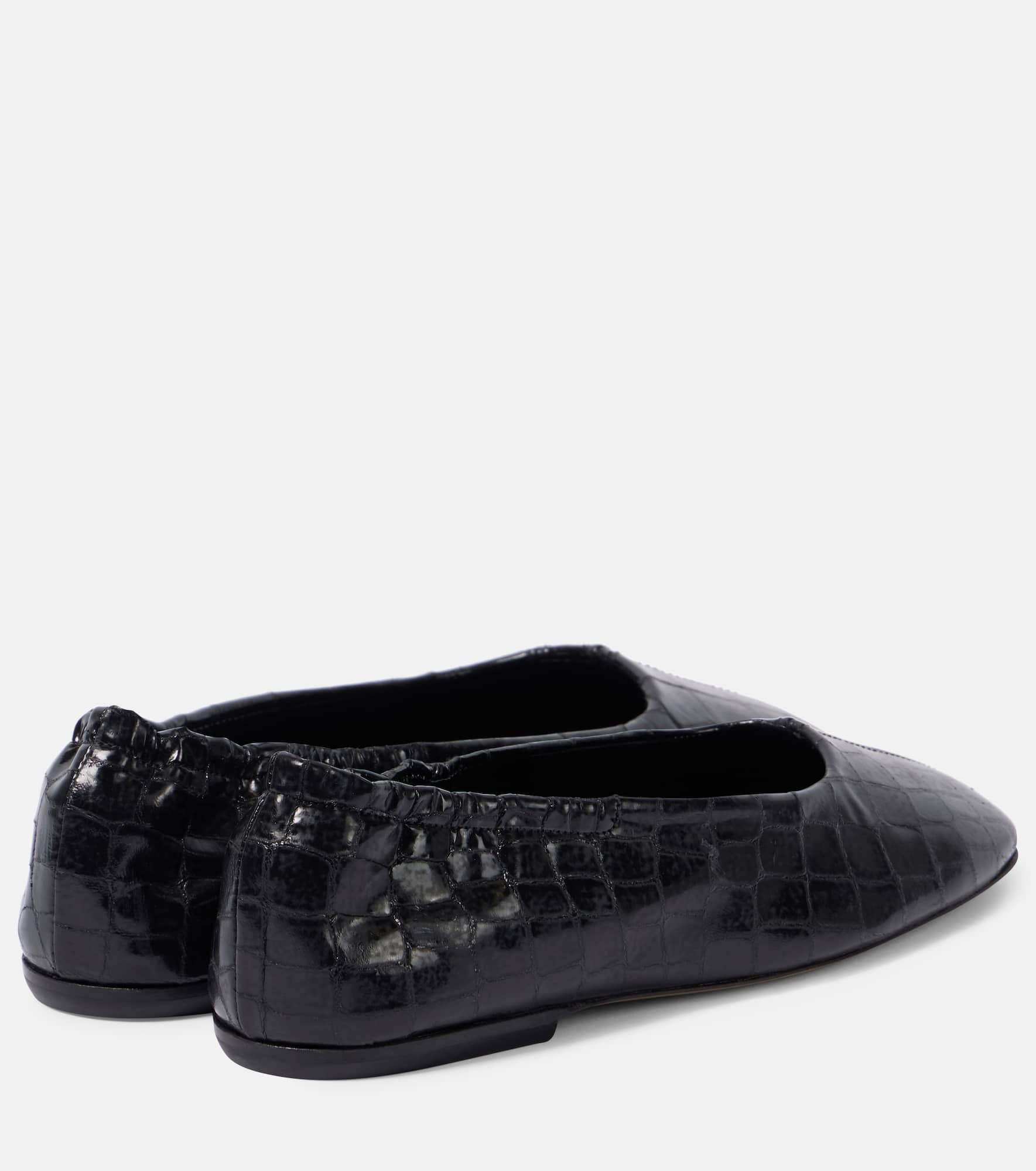 Croc-effect leather ballet flats - 2