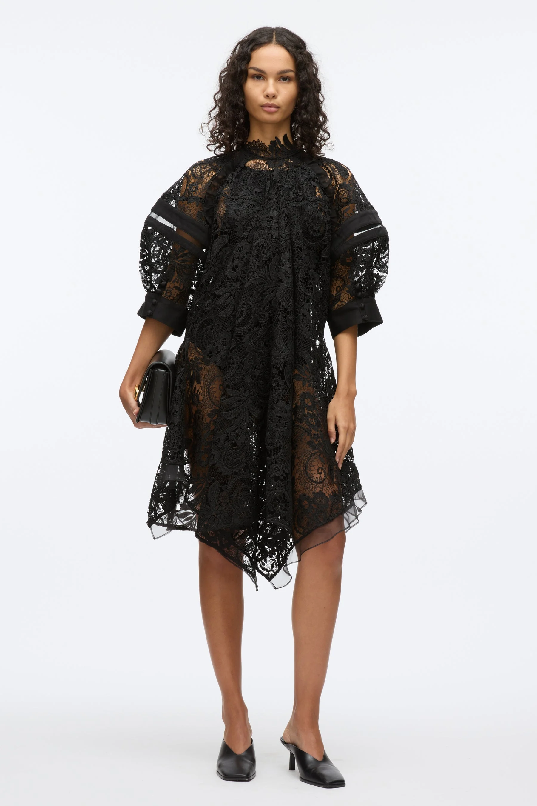 Embroidered Lace Hankerchief Dress - 1