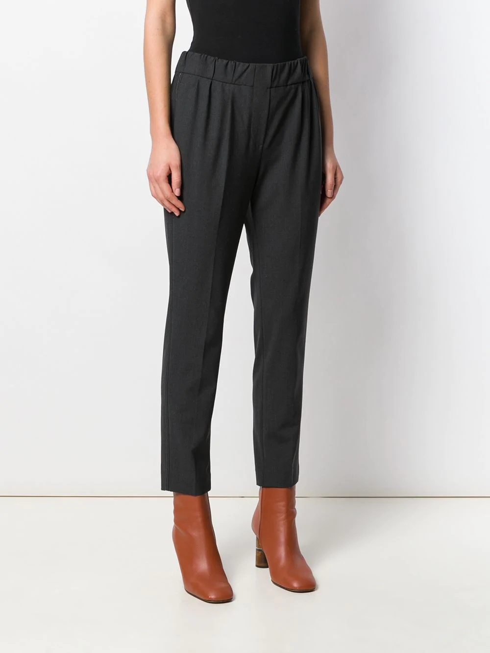 elastic-waist tapered-leg trousers - 3