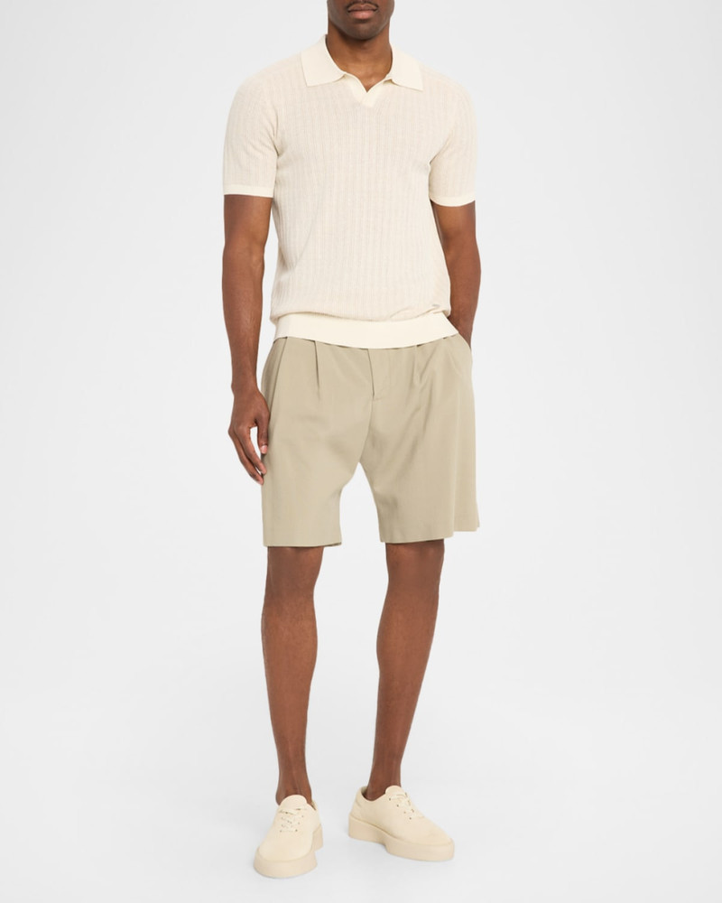 SIMKHAI Men & apos;s Radcliff Cotton and Linen Knit Johnny Collar Polo Shirt outlook
