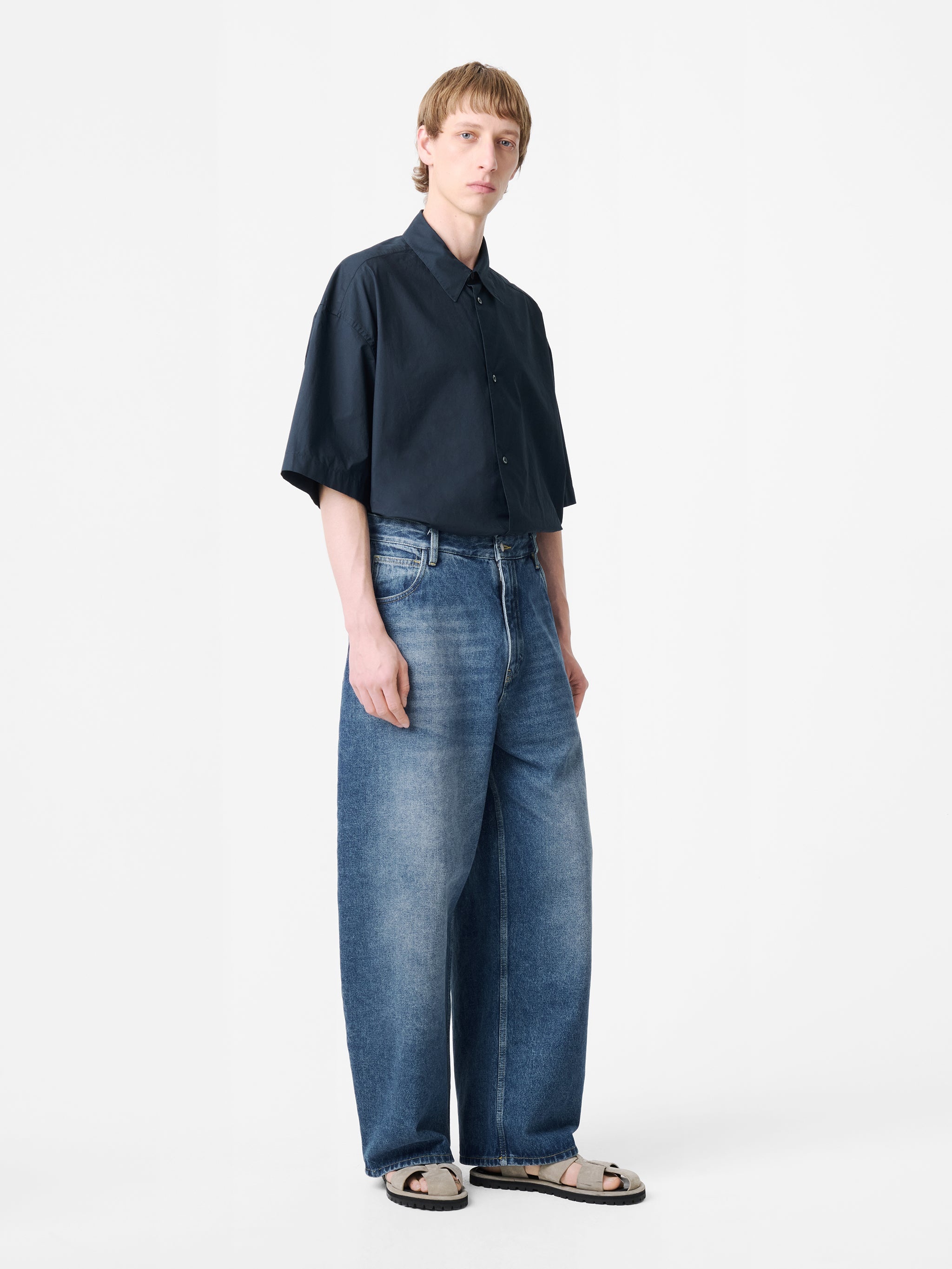 新品 / STUDIO NICHOLSON PAOLO Paolo Denim Pant in Washed Black | Wide Leg Jeans | Unisex