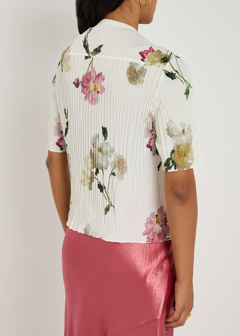 Vince Floral-print Plissé Satin Blouse - 3