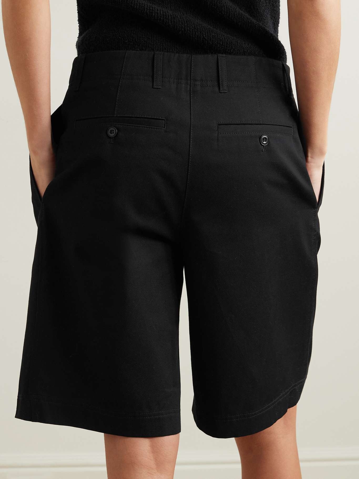 Pleated organic cotton-twill shorts - 3