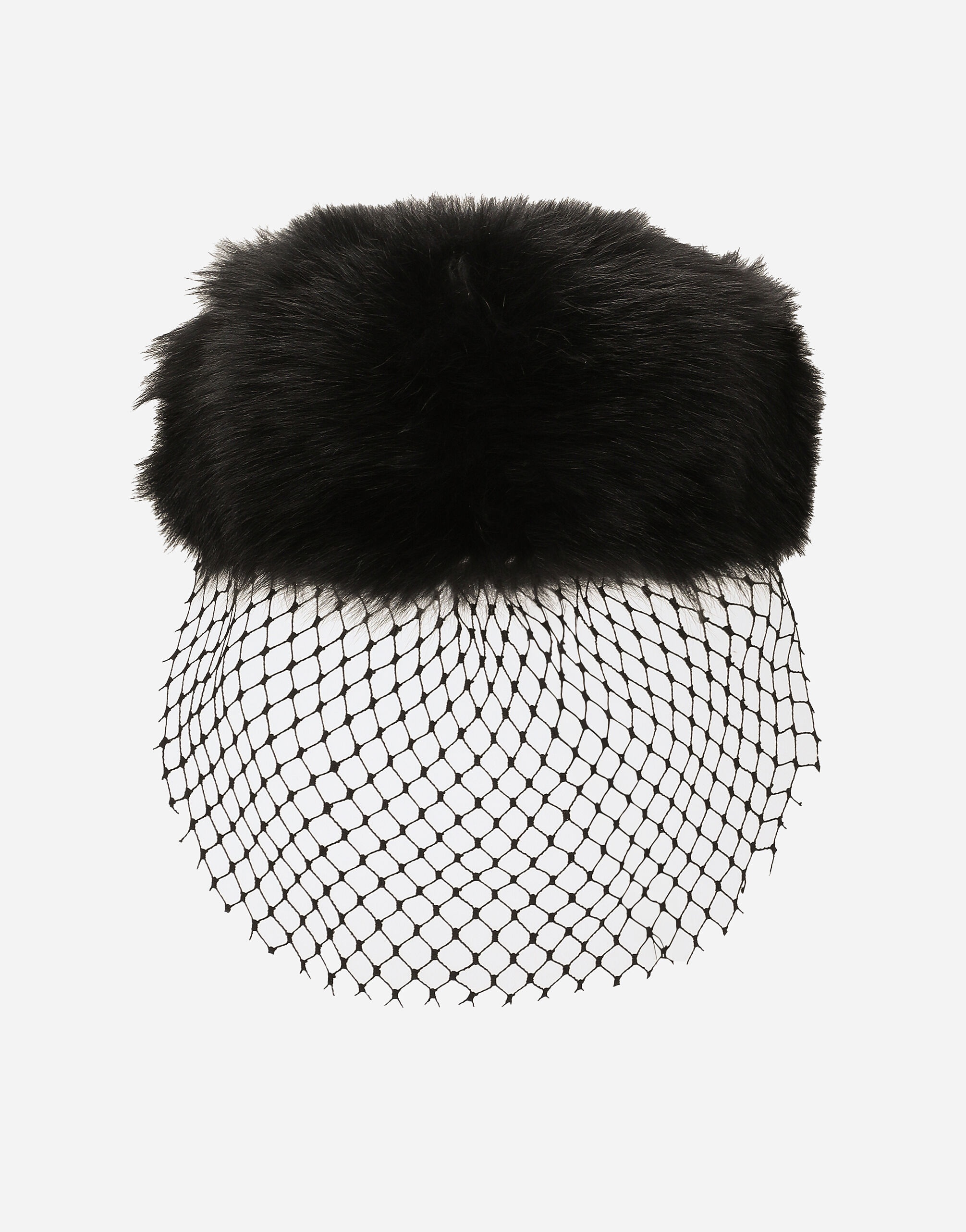 Shearling flat cap with veil - 3