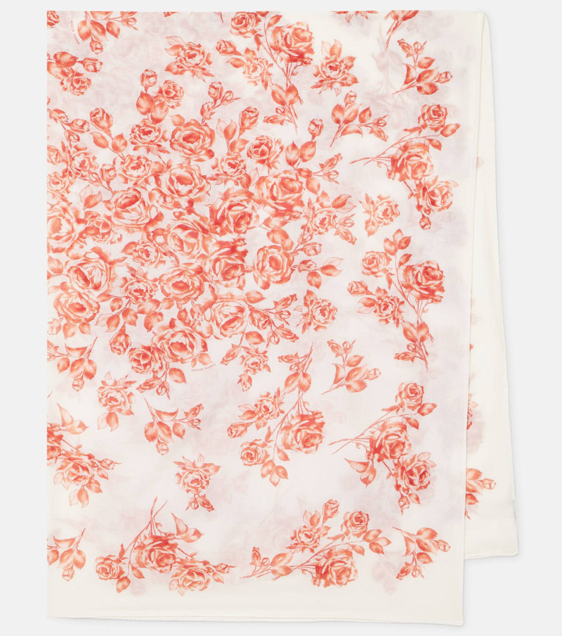 Floral printed cotton and silk scarf 1