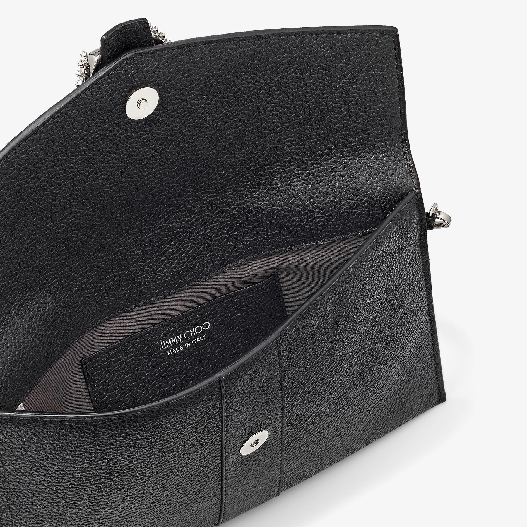 Madeline Envelope
Black Soft Grainy Calf Pouch with Crystal Buckle - 4