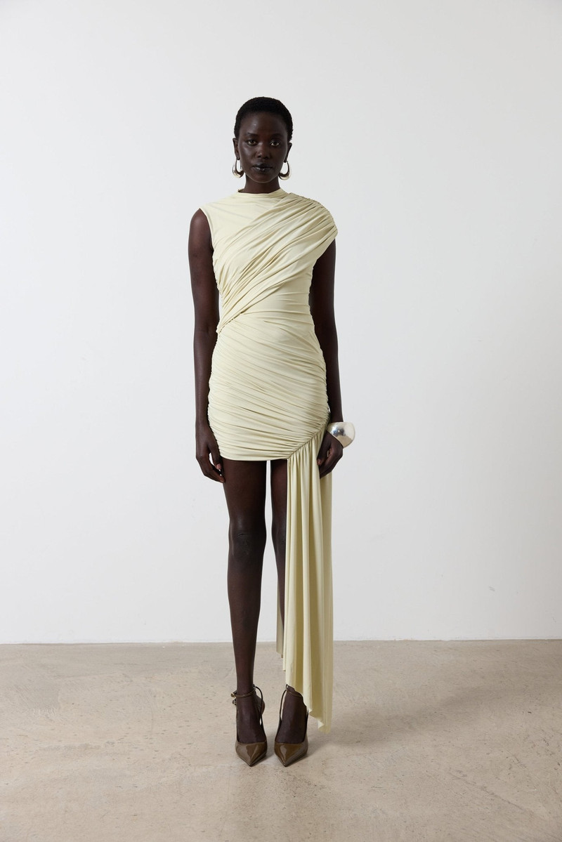 De La Vali RAVENNA MINI DRESS IN BUTTERCREAM SPANDEX JERSEY outlook