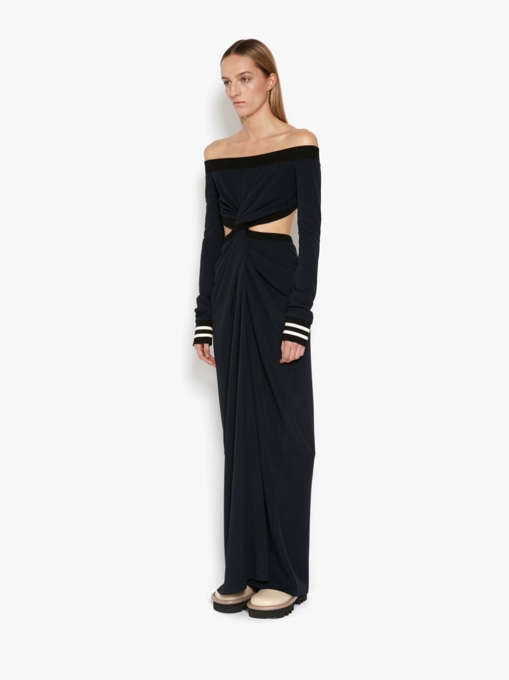 TWISTED CUT OUT OFF SHOULDER EVENING DRESS - 3