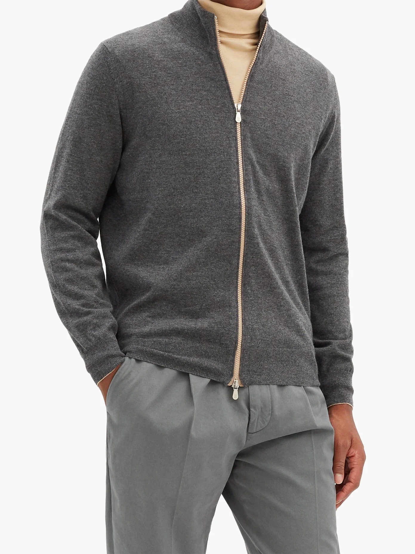 Zipped cashmere track jacket - 2