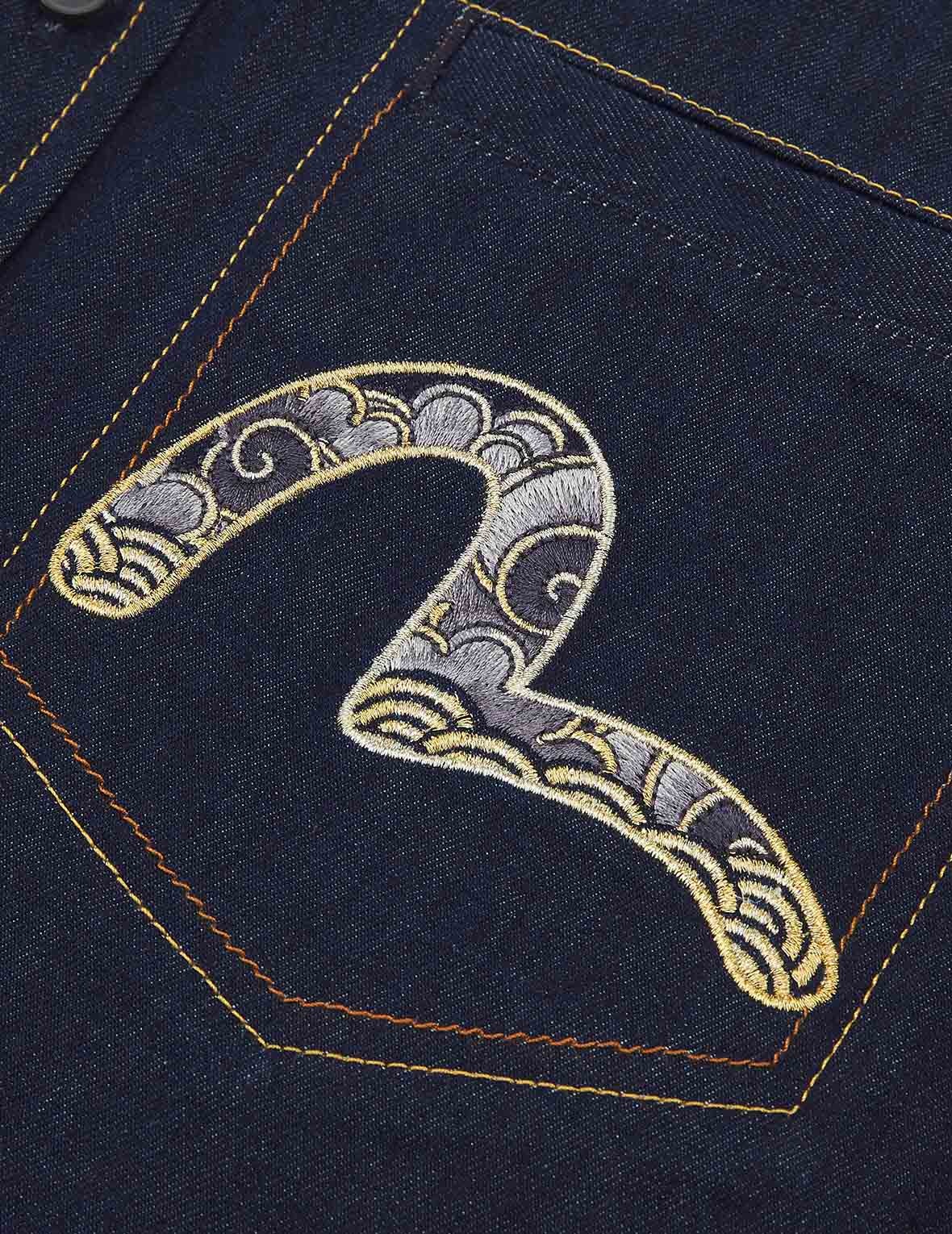 DRAGON-EMBROIDERED DAICOCK PRINT DENIM SHIRT - 11