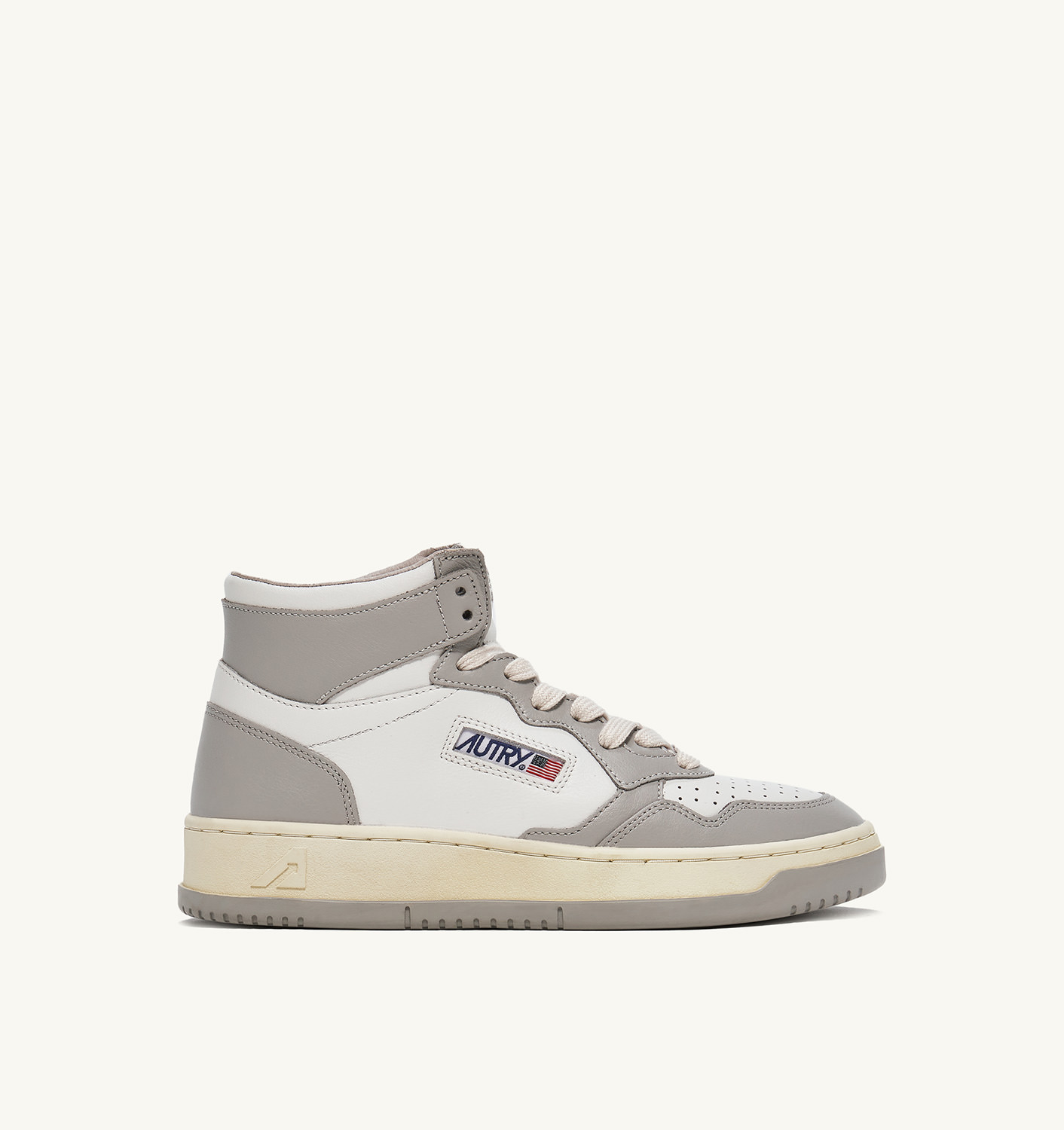 MEDALIST MID BICOLOR SNEAKERS IN WHITE AND VAPOR LEATHER - 1
