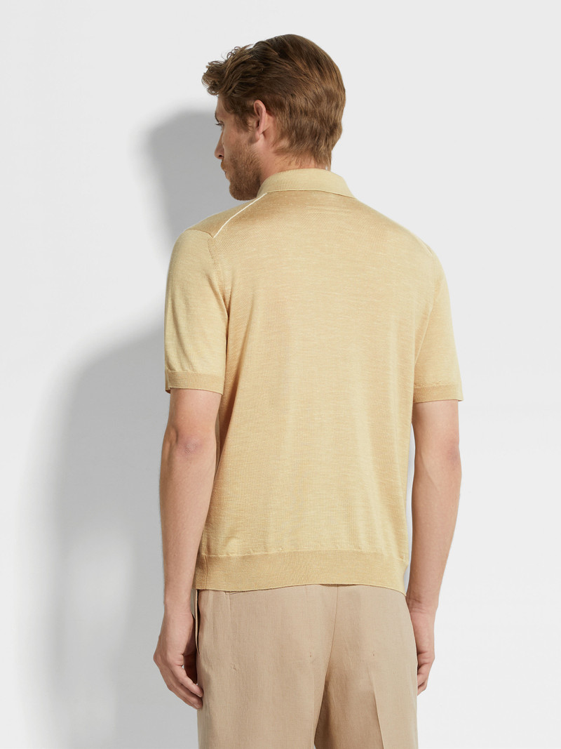 PASTEL YELLOW MÉLANGE SILK CASHMERE AND LINEN POLO SHIRT 5