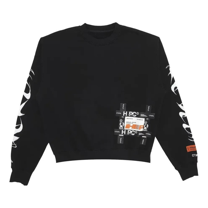 HERON PRESTON HP Brush Crewneck Sweatshirt 'Black White' HMBA016F21JER0051001 1
