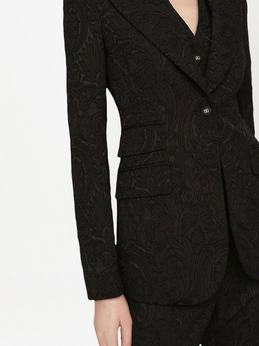 brocade-pattern single-breasted blazer - 5