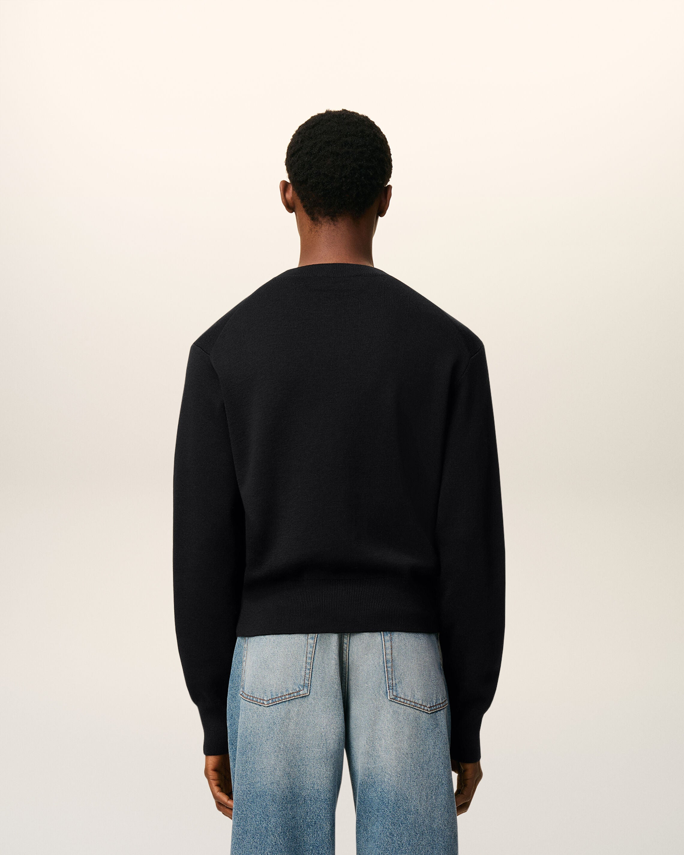BLACK WOOL AMI DE COEUR CREWNECK SWEATER - 5