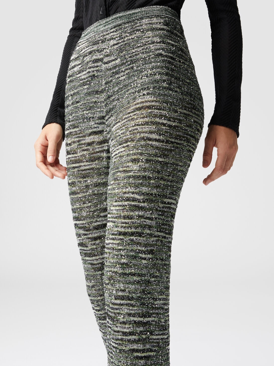 Flare trousers in slub knit with sequins - 5
