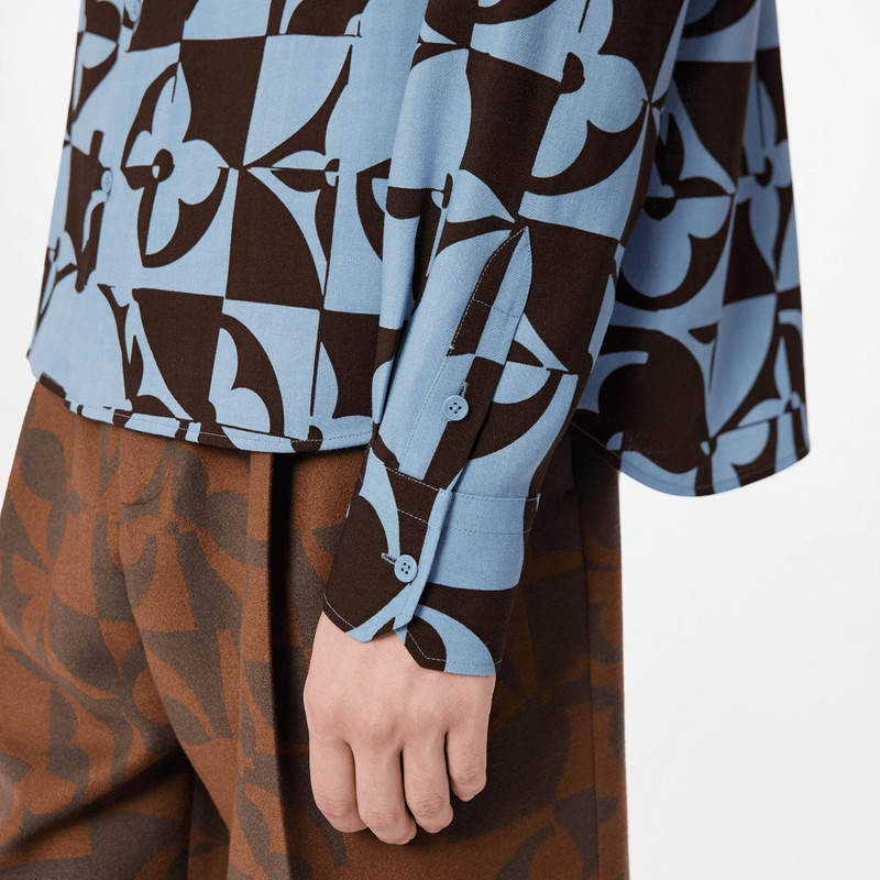 Monogram Flowers Light Long Sleeve Flannel Shirt 4