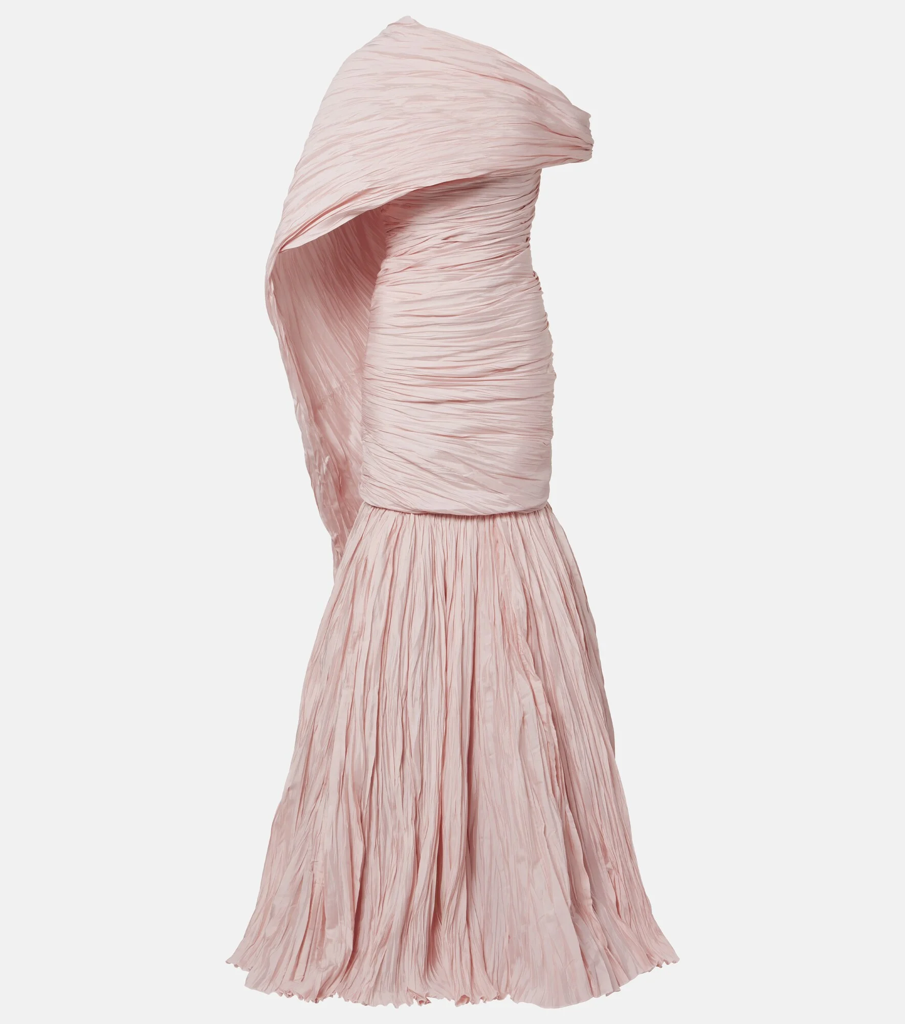 Pleated taffeta bustier gown and cape set - 1