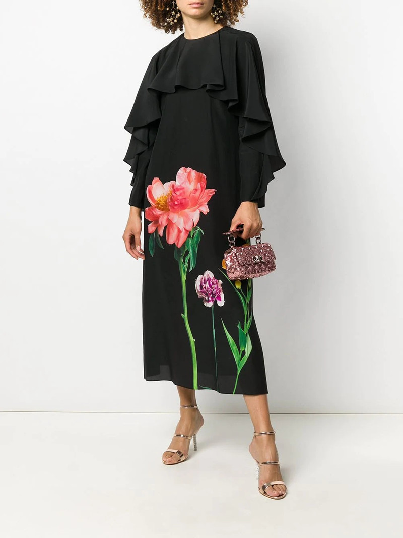 Valentino floral print detail midi dress outlook
