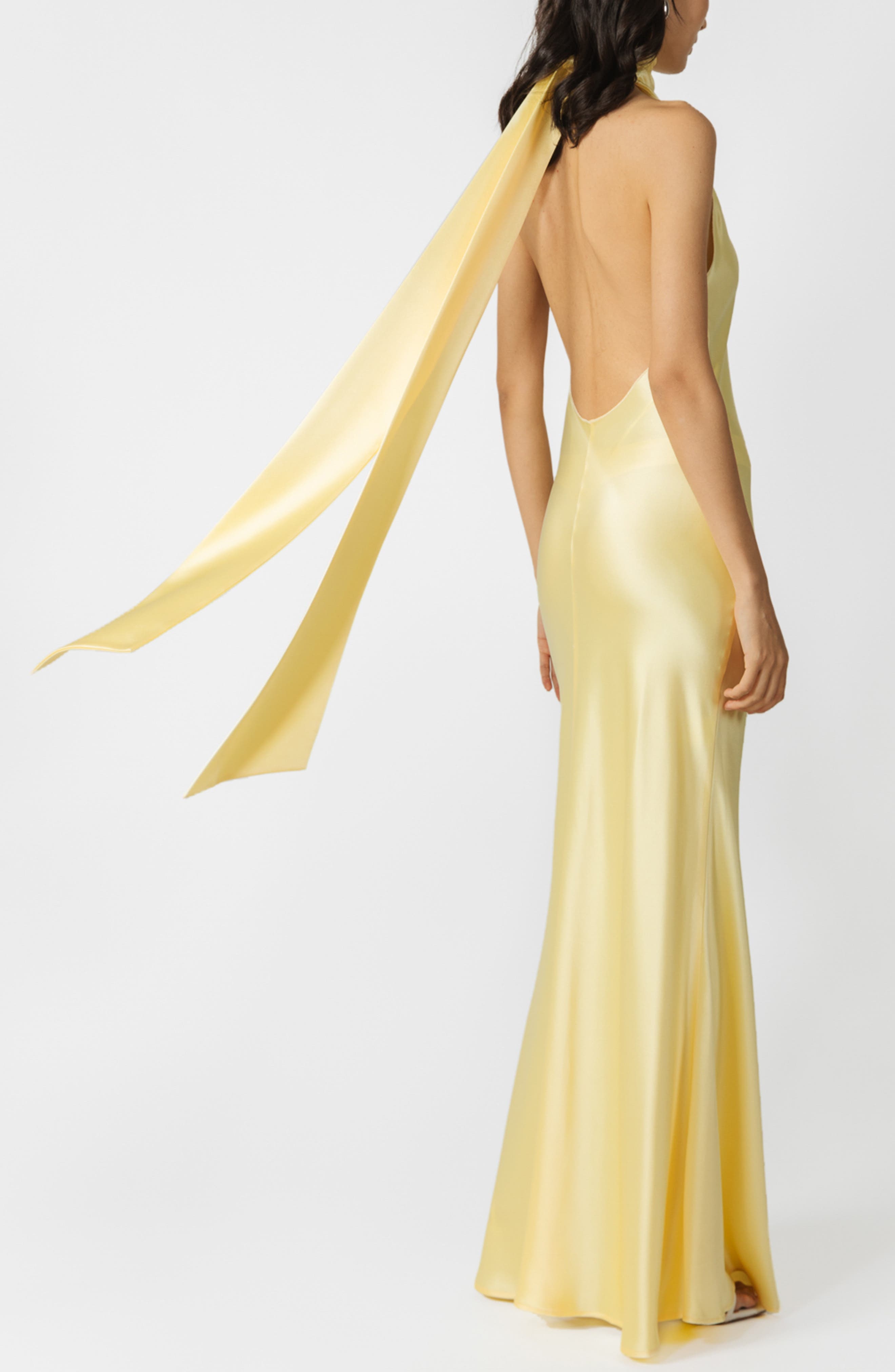 SAU LEE Penelope Satin Gown in Popcorn Yellow at Nordstrom - 2