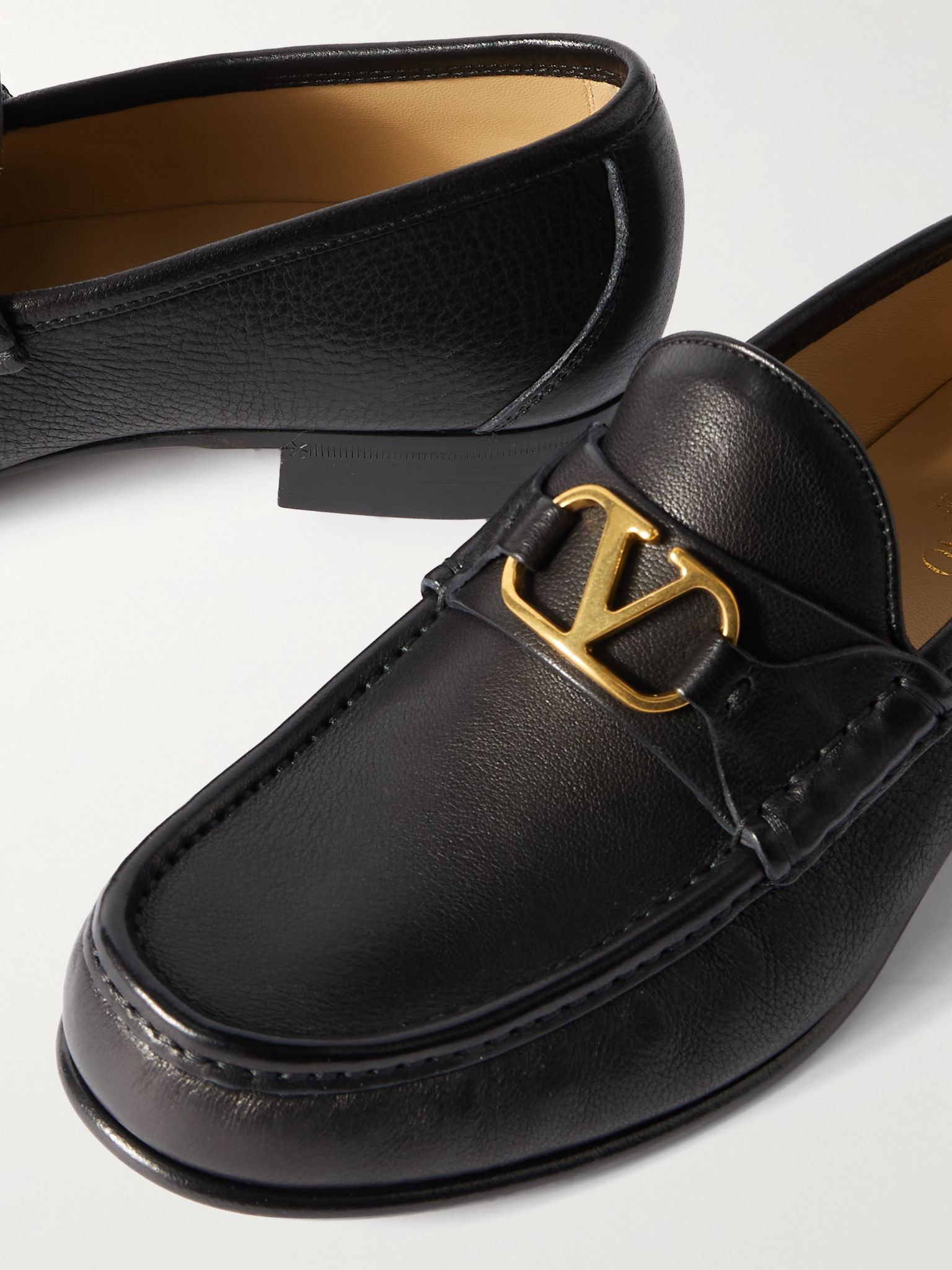 Logo-Embellished Full-Grain Leather Loafers Black - 5