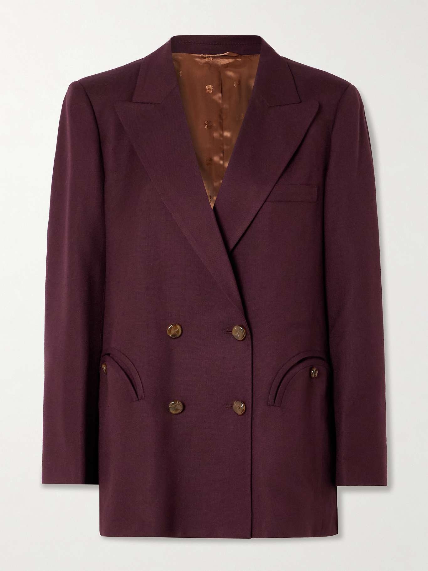 Misaka double-breasted woven blazer Burgundy - 1