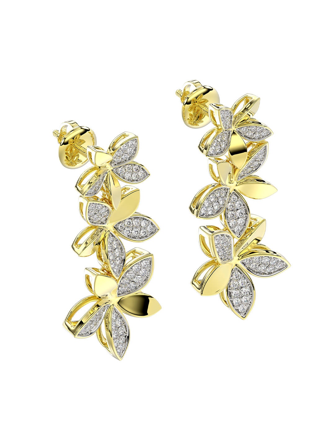 WILD FLOWER YELLOW GOLD EARRINGS - 3