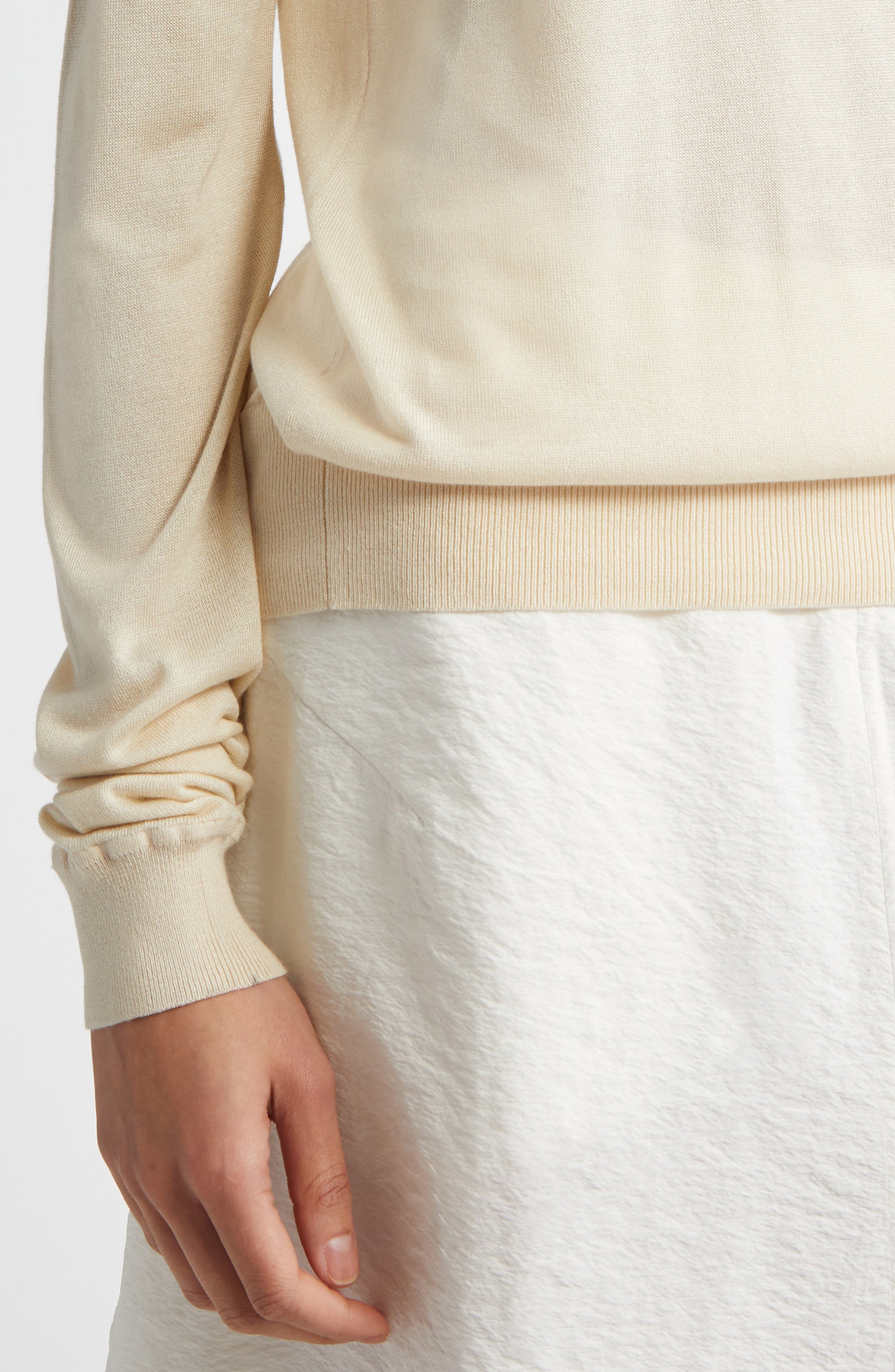 TOTEME Fine Silk & Cupro Crewneck Sweater in Ecru at Nordstrom - 5