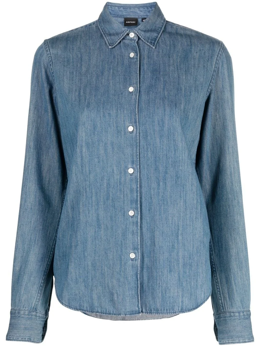 fitted button-down denim shirt - 1