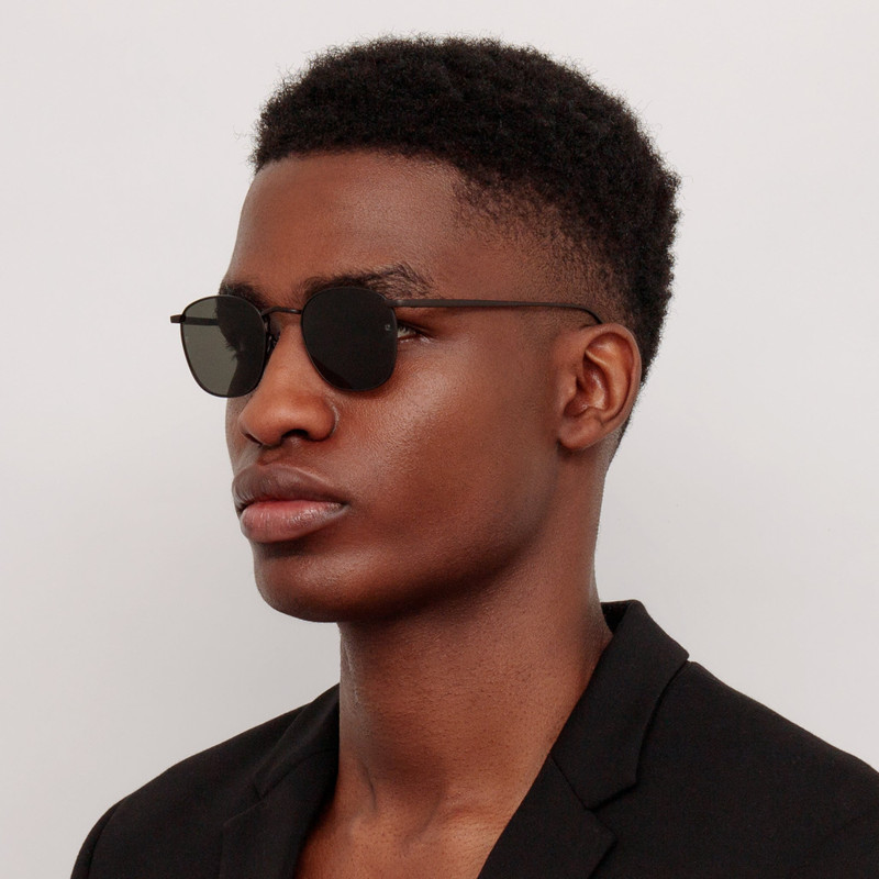 LINDA FARROW SIMON SQUARE SUNGLASSES IN MATT NICKEL outlook