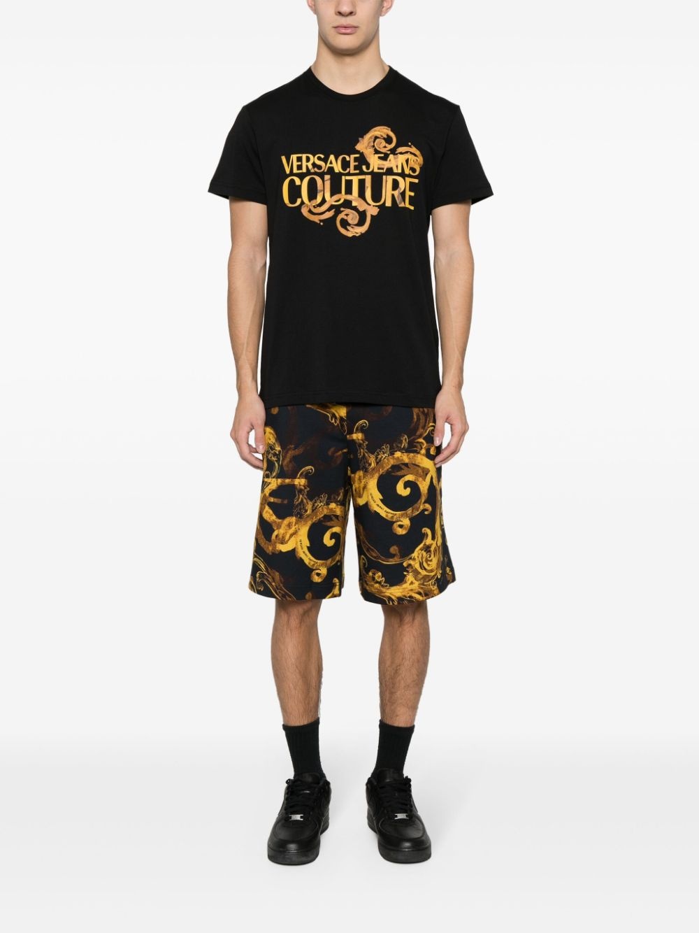Barocco-print cotton track shorts - 2