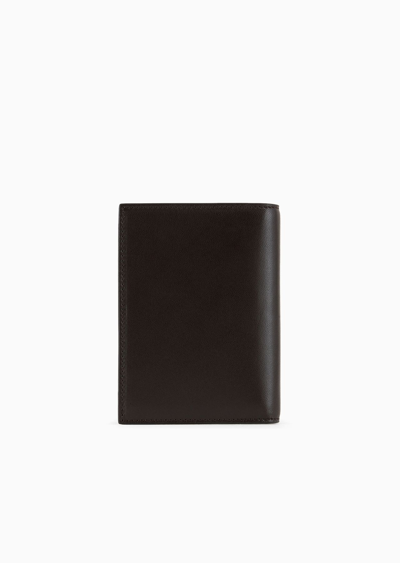 Leather bifold passport holder with embroidered logo - 2