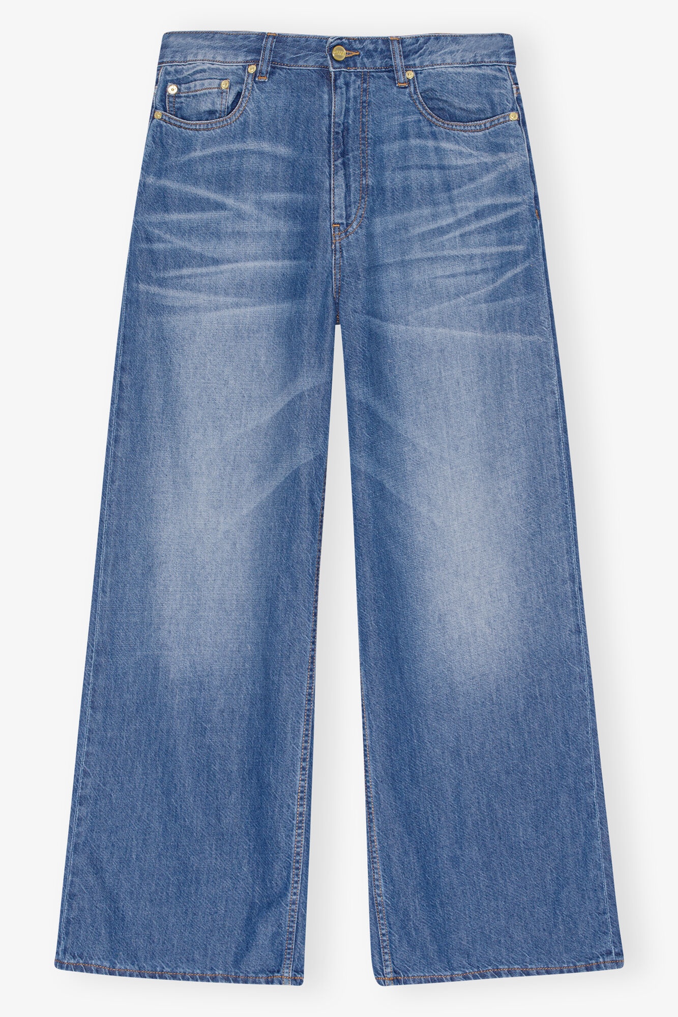BLUE DENIM WIDE JEANS - 1