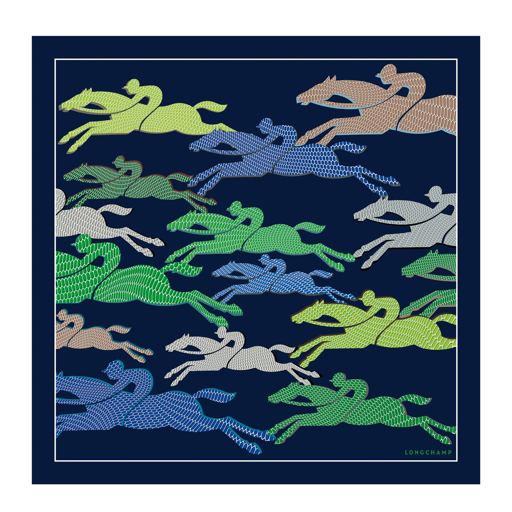 Longchamp Run Silk scarf 70 Navy - Silk - 1