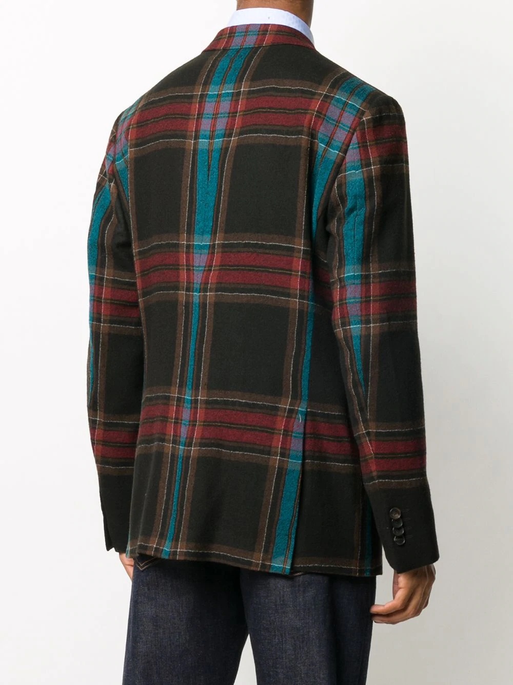 tartan-pattern wool blazer - 4