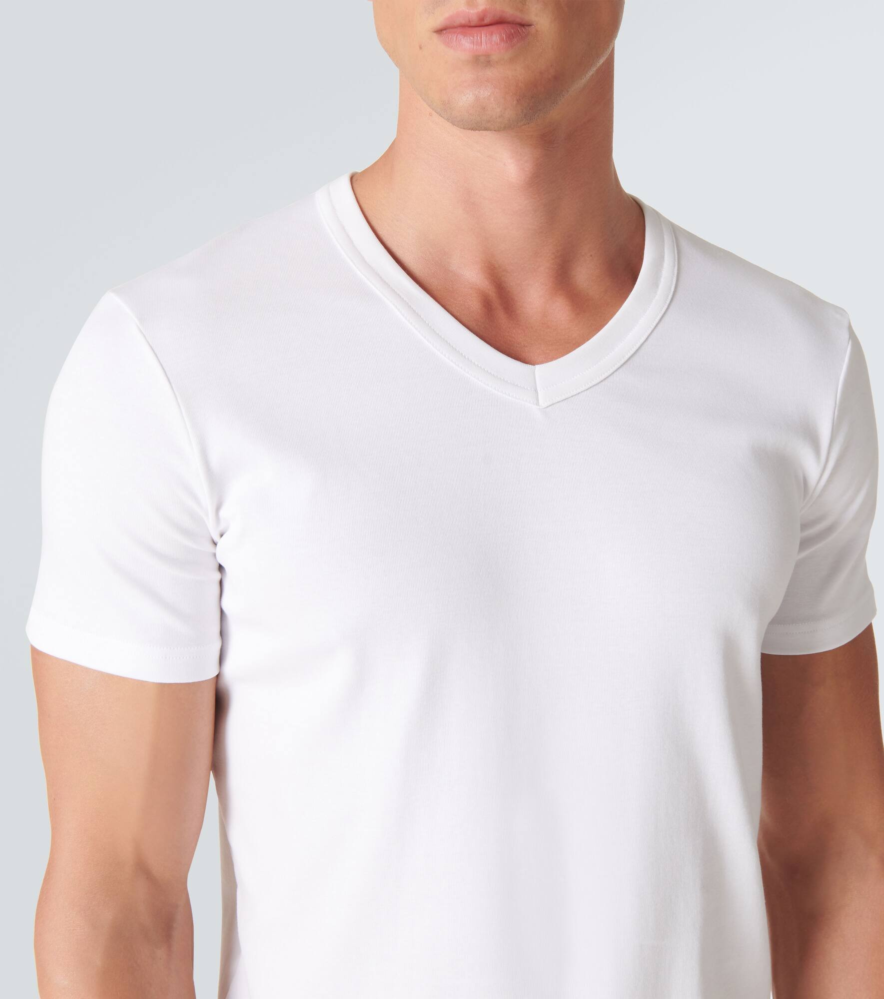 Stretch-cotton V-neck T-shirt - 5