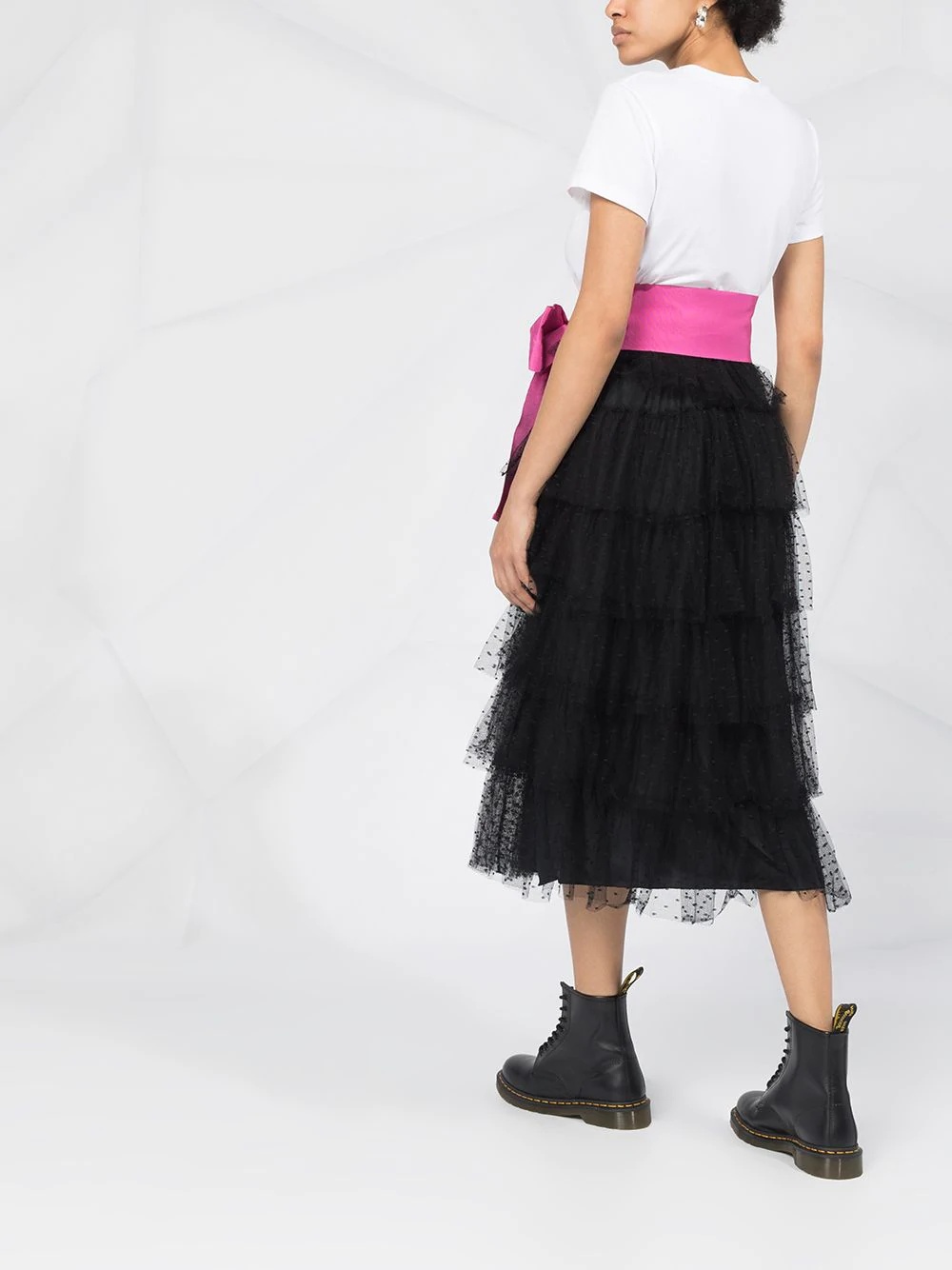 point d'esprit tulle tiered dress - 6