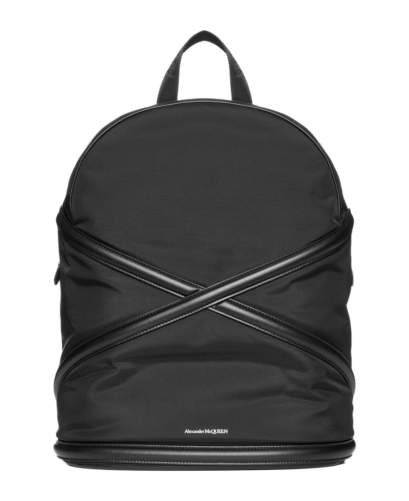 Harness Leather Details Nylon Backpack - 1