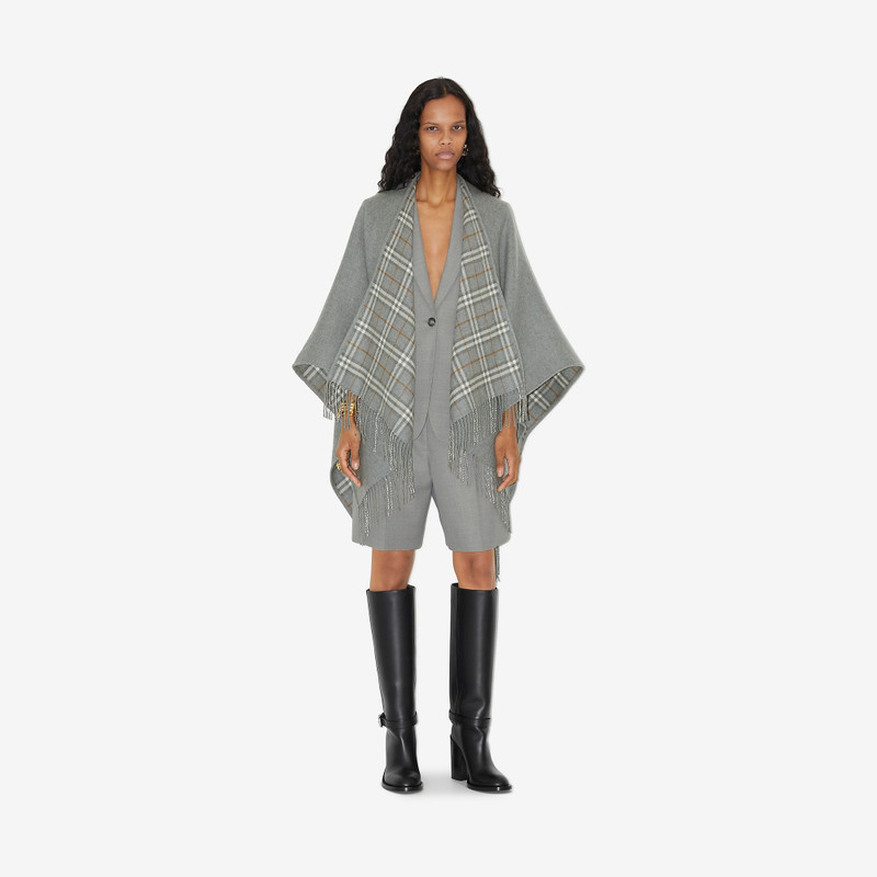 Burberry Check Wool Reversible Cape outlook
