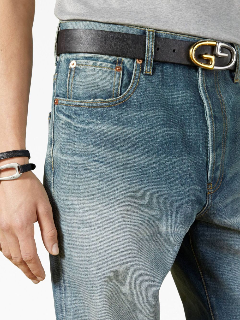Gucci Men Denim Trousers With Label - 5