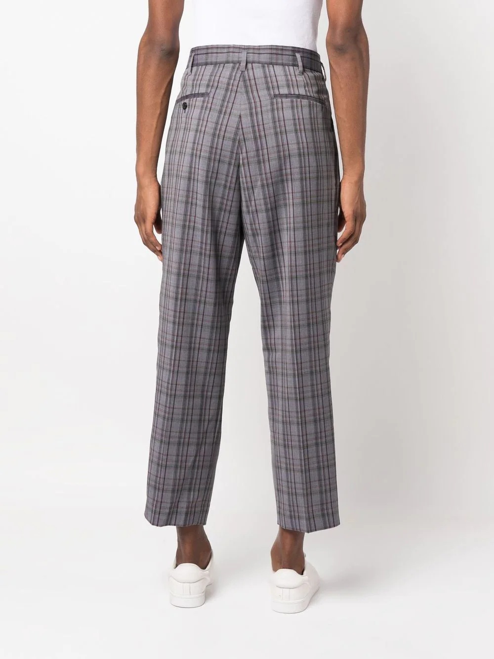 plaid-check pleat-detail trousers - 4