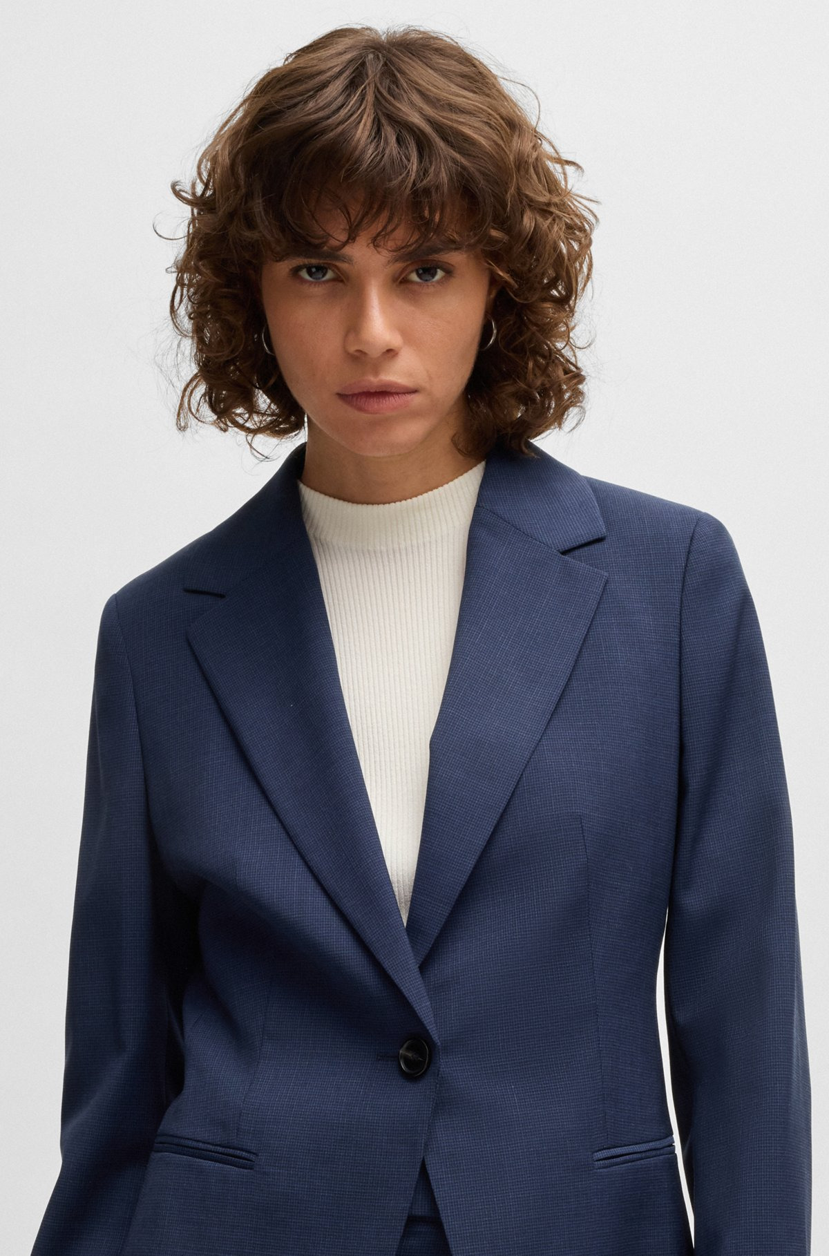 REGULAR-FIT BLAZER IN MICRO-CHECK VIRGIN WOOL - 5
