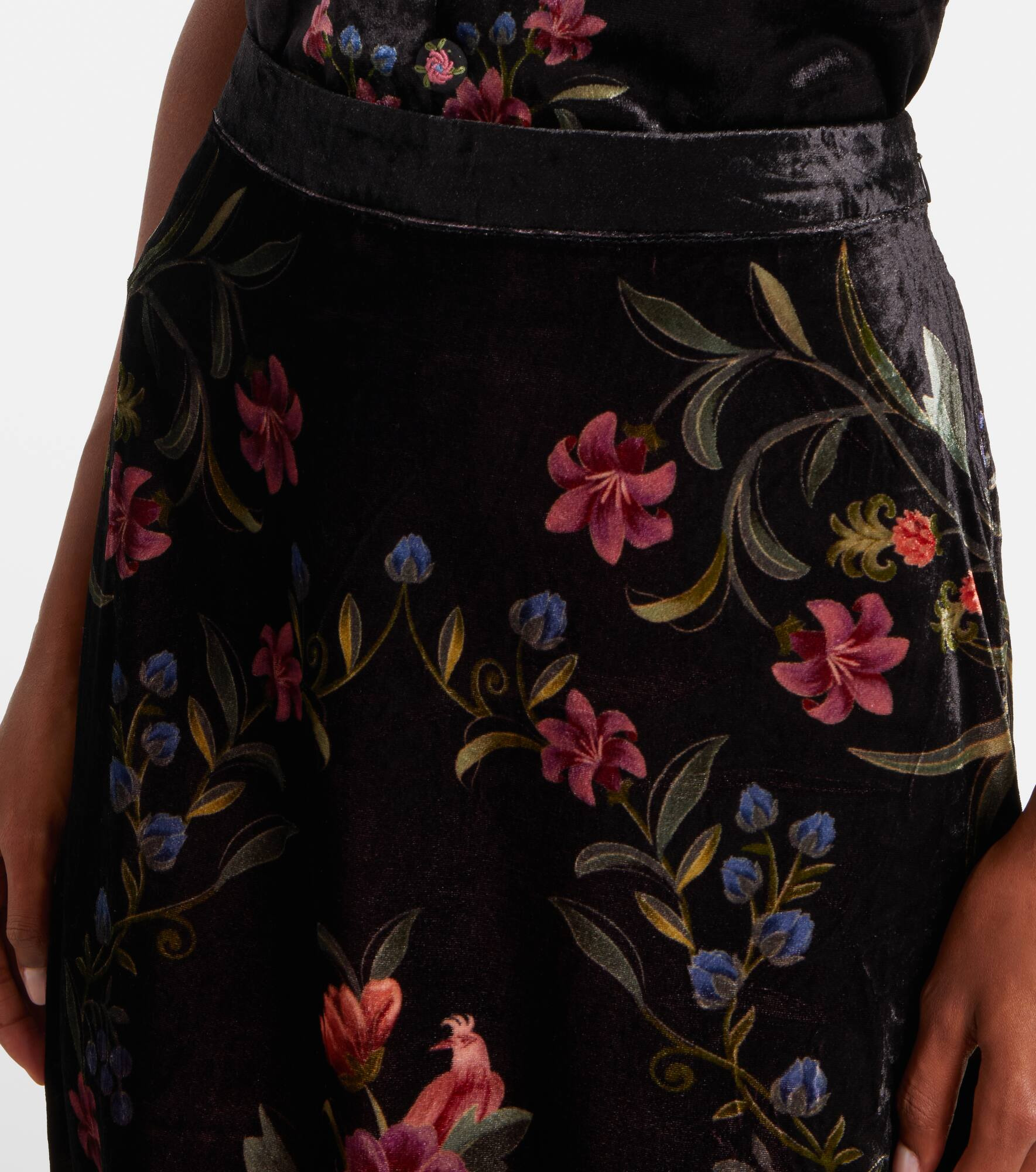 Floral velvet maxi skirt - 4